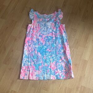 Lilly Pulitzer Girls Pink and Blue Floral Casual Dress